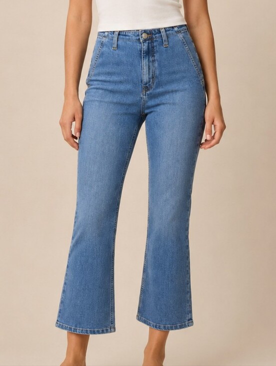 We The Free Denim - Free People We The Free Blue Slim Flare Jeans Sz 27 -See Measuments Boho Cropped